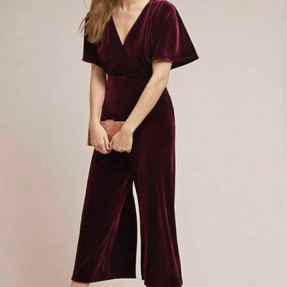 Anthropologie Greylin Luna Velvet Jumpsuit
